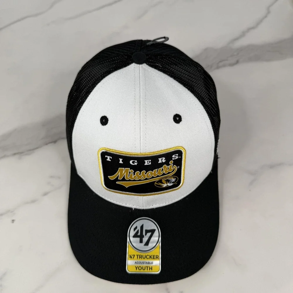 Missouri Tigers Hat Cap Snap Back Youth Black White NCAA Trucker Mesh 47 Kids